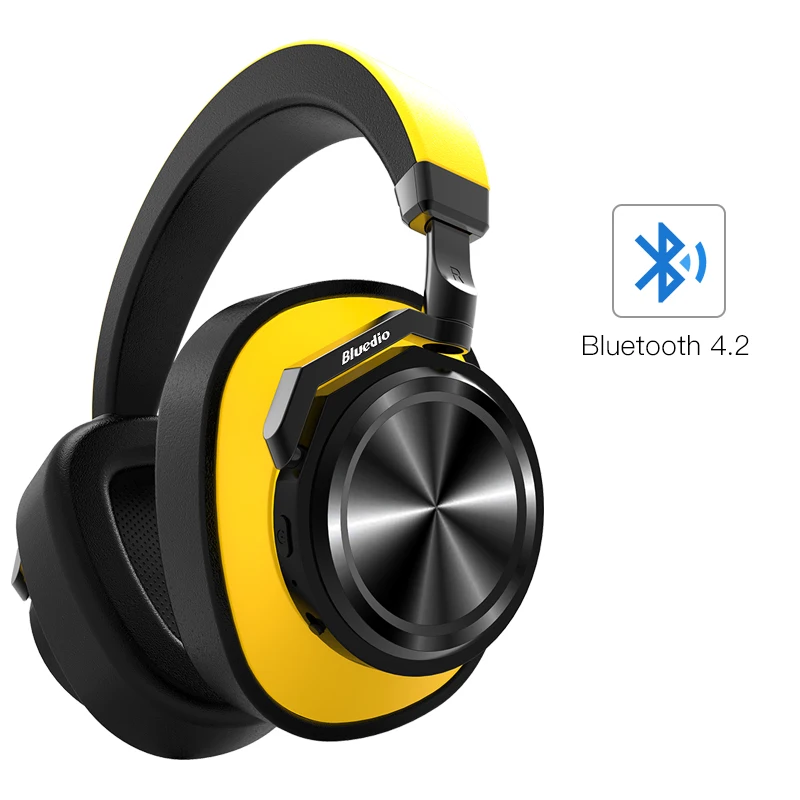 Bluedio T6 активный Шум шумоподавления наушники Беспроводной Bluetooth гарнитура с микрофоном для телефонов и музыка - Цвет: Yellow
