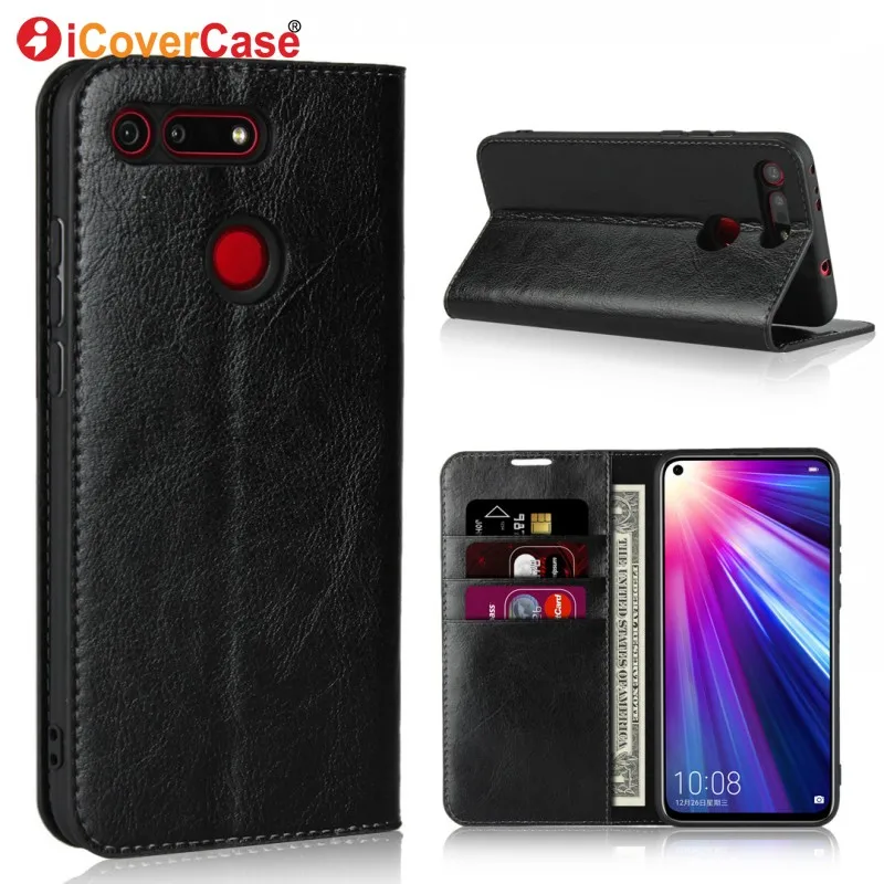 wallet cover for huawei honor view 20 case coque luxury genuine leather case for huawei honor view 20 v20 mobile phone accessory free global shipping