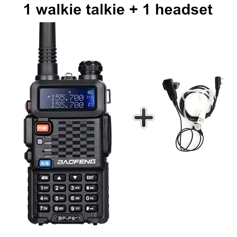 Add an earpiece Baofeng BF-F8+ Обновленная новая портативная рация полицейская двухсторонняя рация Pofung F8+ 5 Вт UHF VHF Двухдиапазонная наружная радиоприемопередатчик - Цвет: Add an earpiece
