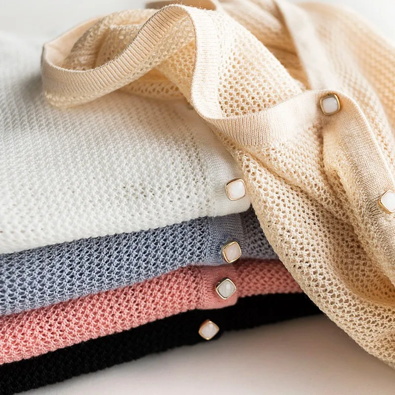 2019 тонкая трикотажная рубашка с вырезами топы квадратными пуговицами