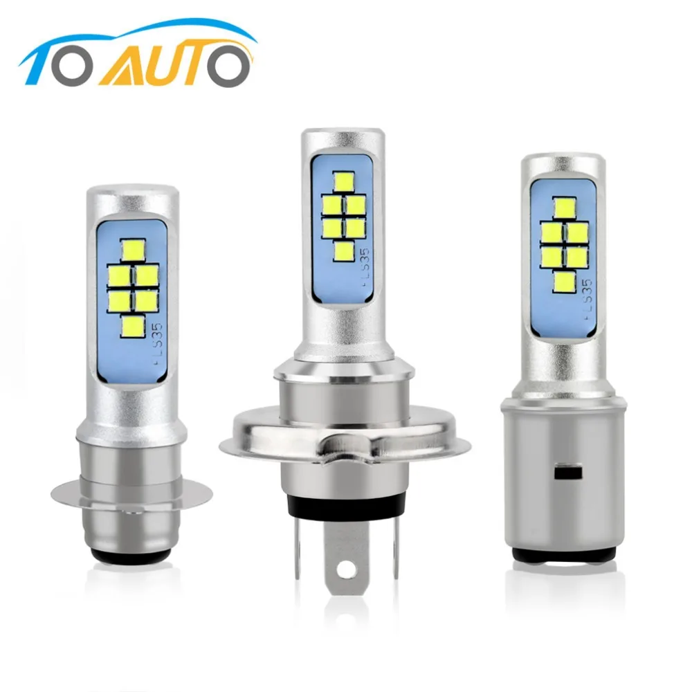 

Светодиодные лампы H4 BA20D для мотоциклетных фар, H6 P15D, Canbus, противотуманные фары 12SMD, 1200 лм, дальний/ближний свет, дневные ходовые огни, цвет бел...