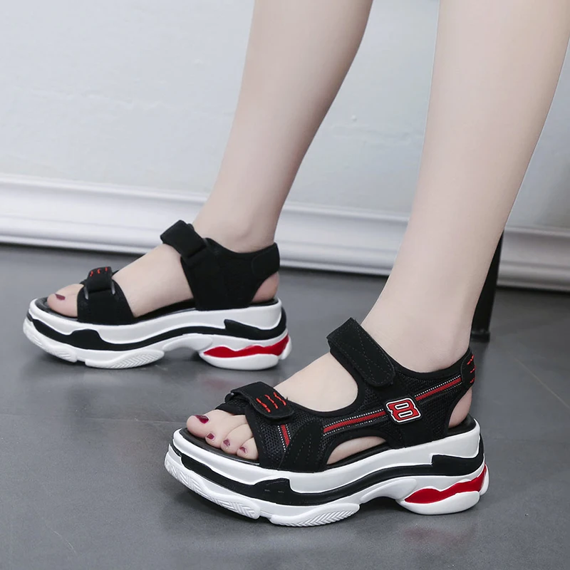 

YeddaMavis Women Sandals Wedges Shoes High Heels Summer New Beach Sandals Mesh Casual Women Shoes Roman Platform Sandals Woman