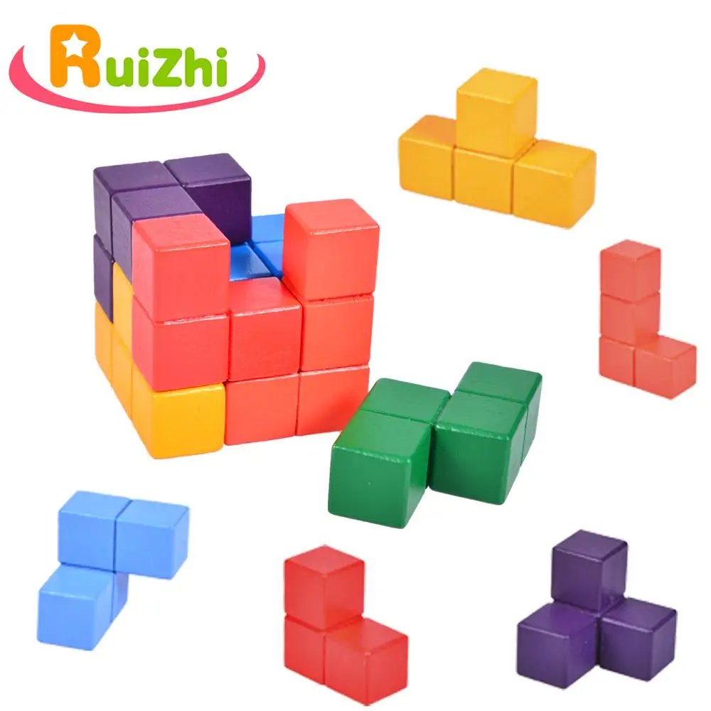 Ruizhi сома-Куб 3D тетрис волшебный куб многоцветный деревянный куб новинка игрушки Обучающие IQ игры для детей и взрослых RZ1013