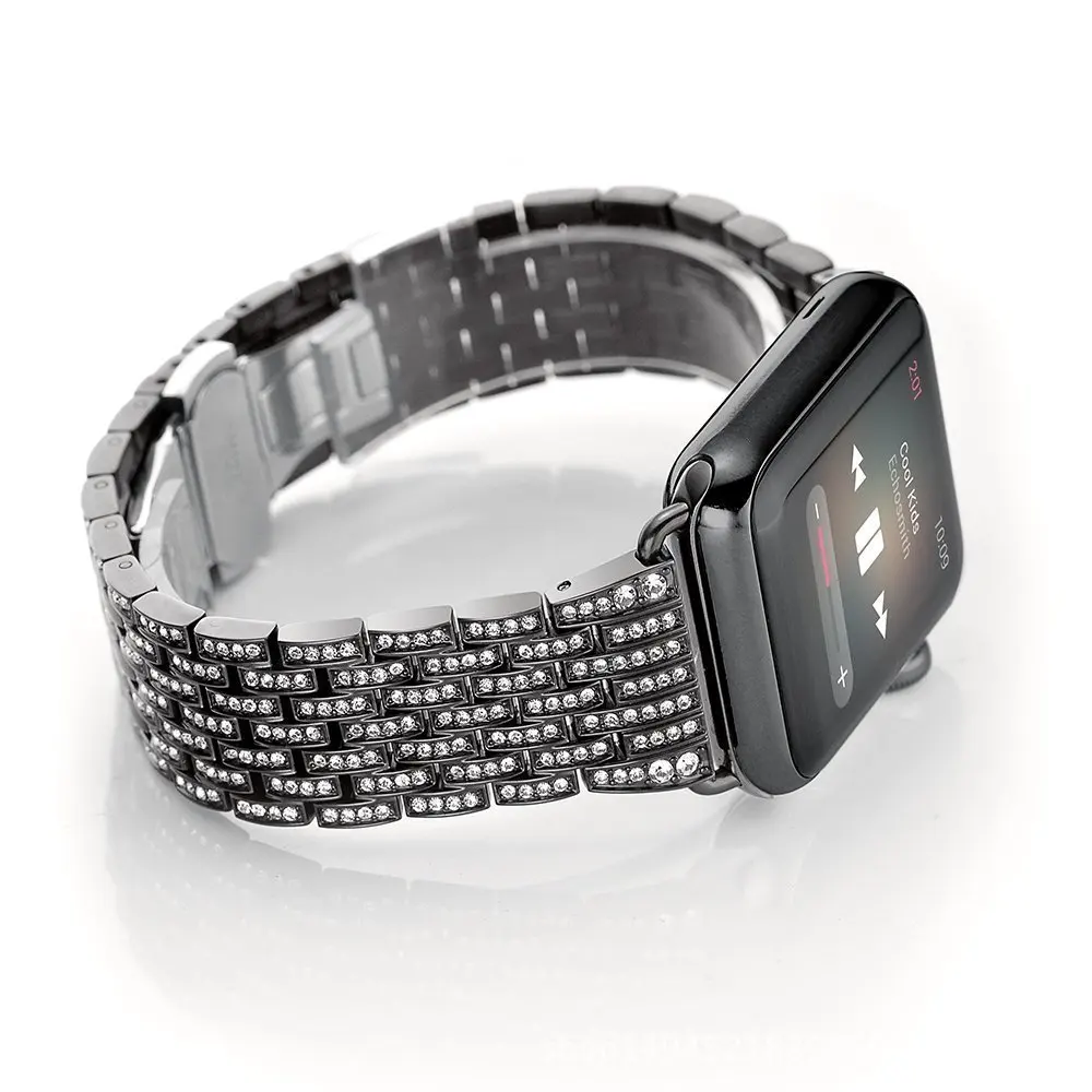 Ремешок из нержавеющей стали для apple watch 44 мм 40 металлический браслет с пряжкой