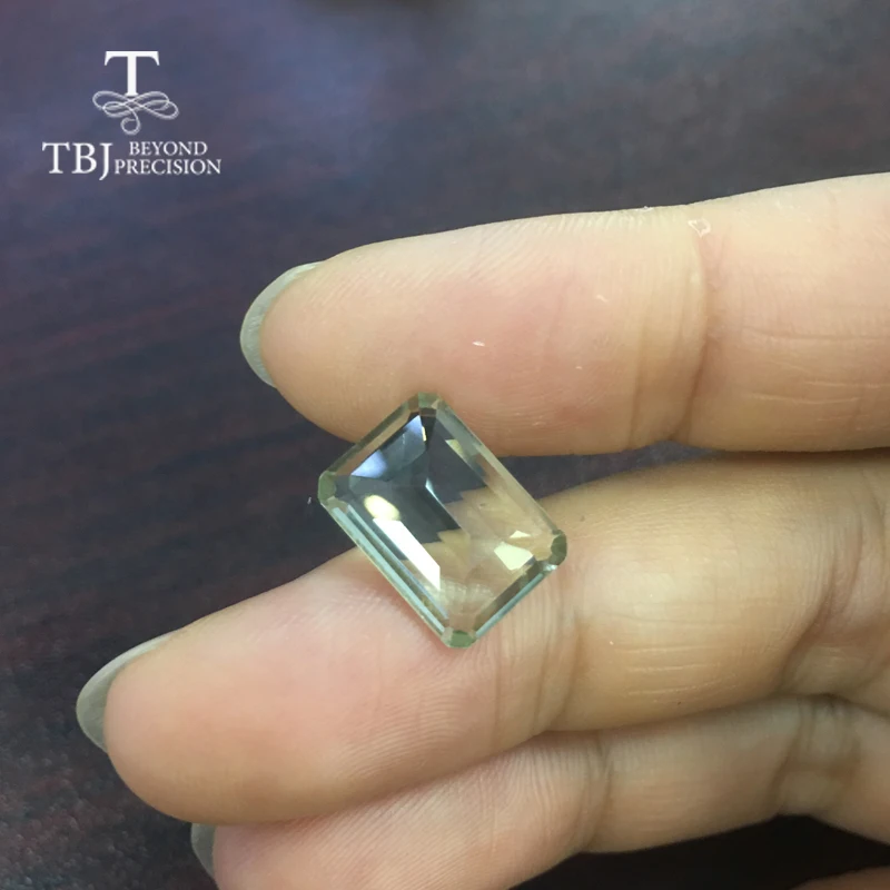 Tbj 100% карат огранка зеленого аметиста 10*14 мм для серебристых фотографий