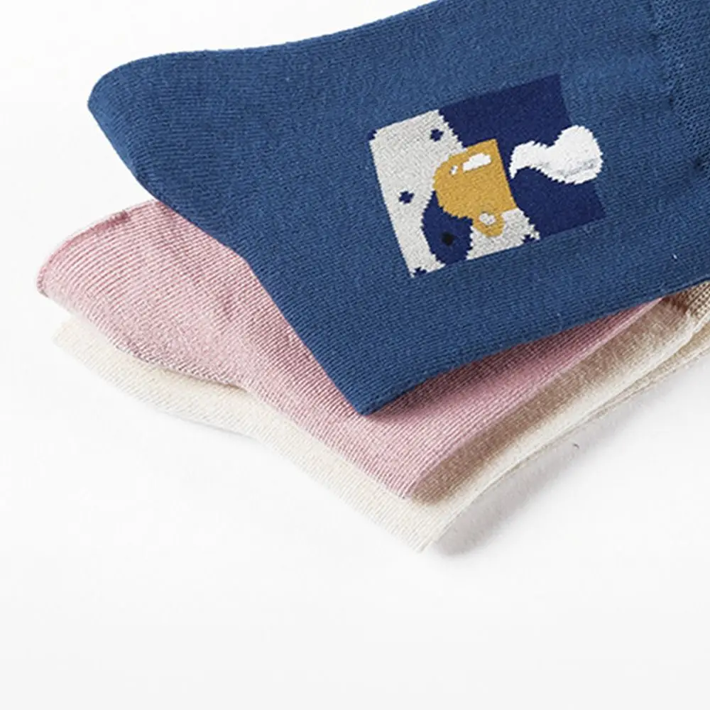 1 пара милых носков в художественном стиле с рисунком маслом женские цветные