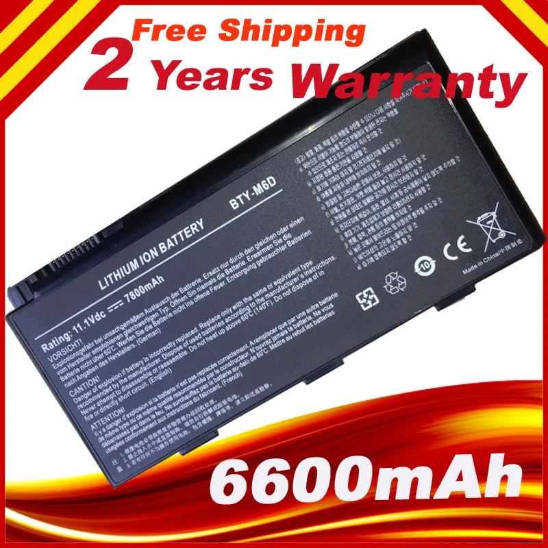 11.1V 7800mAh 9Cells Laptop Battery BTY-M6D for MSI GT660 GT663 GT683 GT685 GT70 GT780 GT783 GX60 GX660 #C06