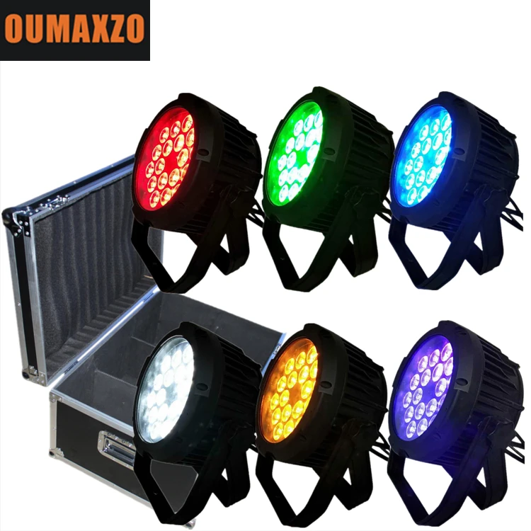

6pcs/lot with flightcase waterproof 18X18W 6IN1 RGBWA UV LED par light IP65 par can light LED Par Lights DMX for Stage Lighting