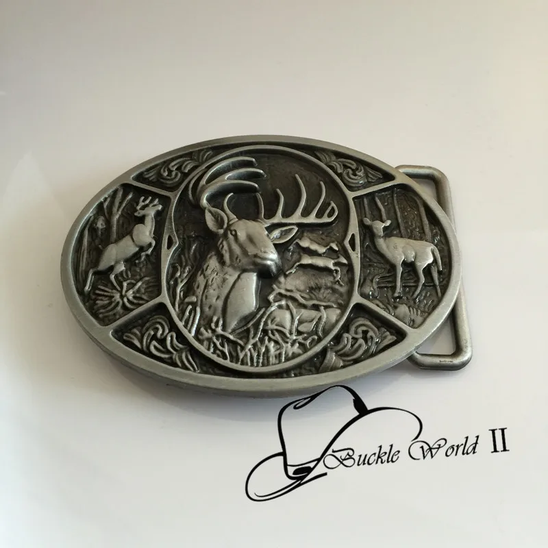 Розничная продажа новый стиль овальный крутой 3D Олень Пряжки Ремня 84*62 мм 65 9 г