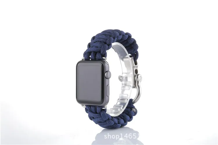38/42 мм наручных часов iWatch, ремешок с адаптеры для сим-карт нейлоновая веревка выживание, браслет, ремешок для наручных часов, Повседневное Спортивная Apple часы-ремешки Армейский зеленый