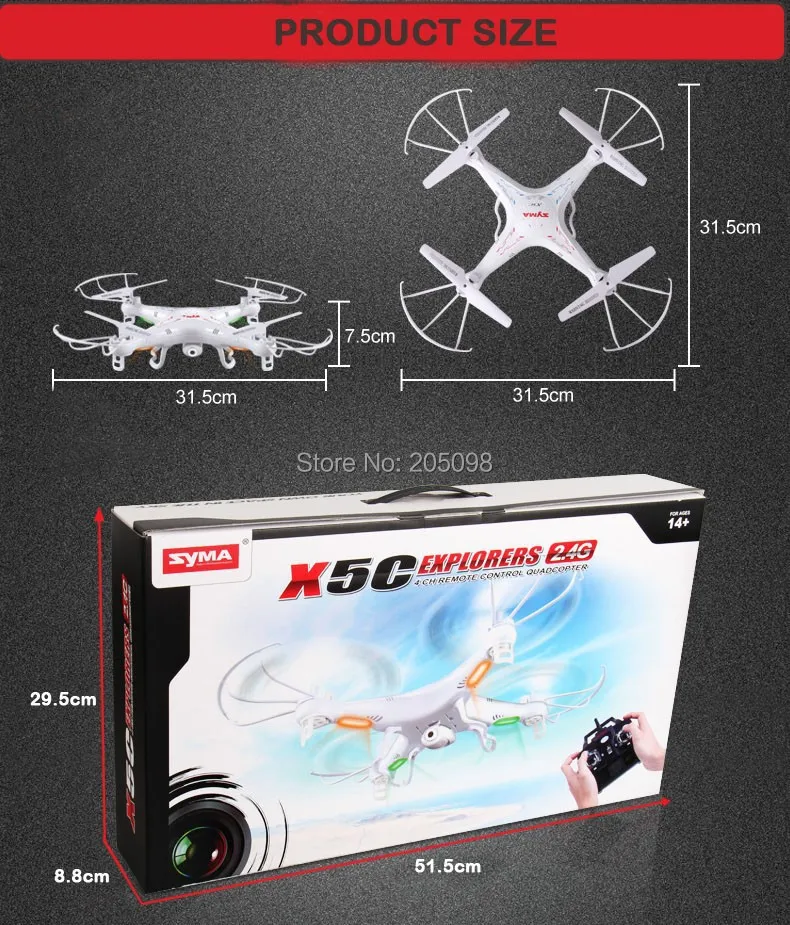 

Syma X5C RC QuadCopter With HD 2G Camera 2.4G 4 Channels 6axis gyro Syma X5 Quadcopter X5C Syma x5c airplane UFO Toys
