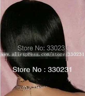 #1B silky straight virgin peruvian human being hair full lace wig with baby |