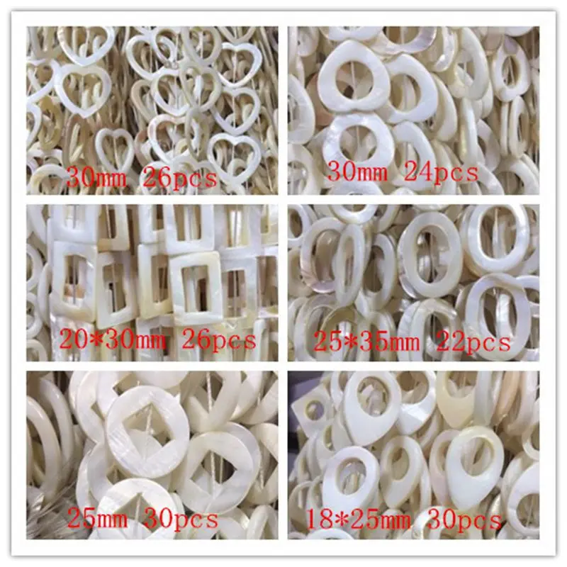 

20-30MM Pierced Natural White Pearl Shell Stone Loose Bead Jewelry Charm Beads