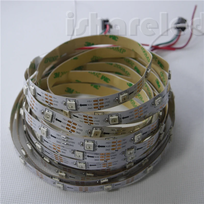 1/2/3/4/5 м 5 в SK6812 WS2812B 30 светодиодный s/m Белый светодисветодиодный черный SMD 5050