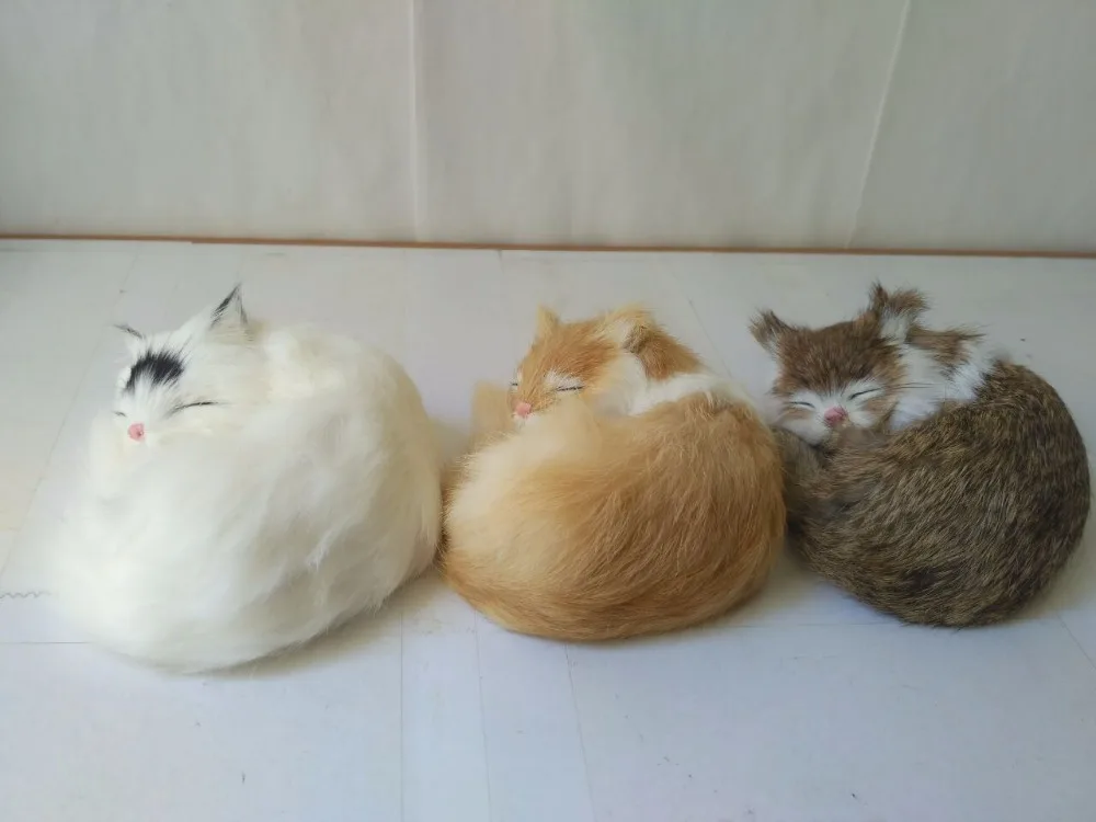 

simulation sleeping cat model,plastic&furs cat handicraft about 12x10cm 1475
