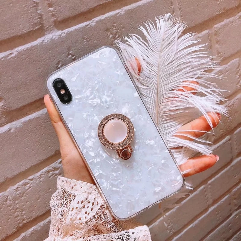 Задняя подставка держатель кольцо чехол для iPhone 7 Plus 8 6s X Xs милый Gifl мраморный