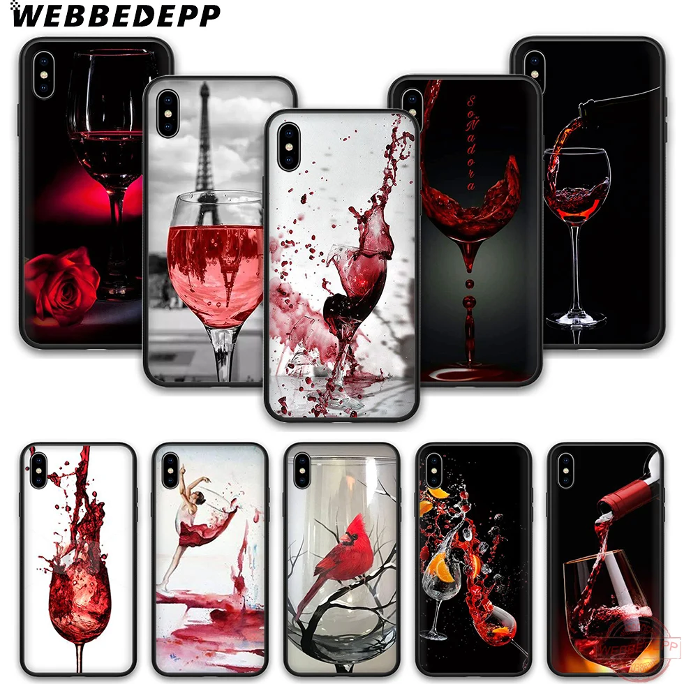 WEBBEDEPP красное вино стекло Мягкий силиконовый чехол для телефона iPhone 5 6 7 8 Plus X XS XR
