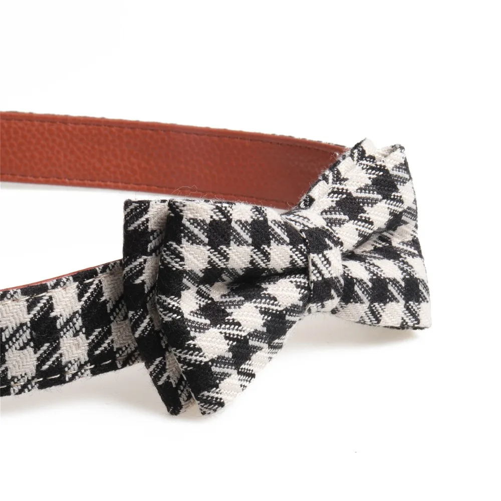 PU British style Dog Collars with bow S/M/L Personalized leather Collar Safety plug buckle For Small Medium Large Dogs | Дом и сад