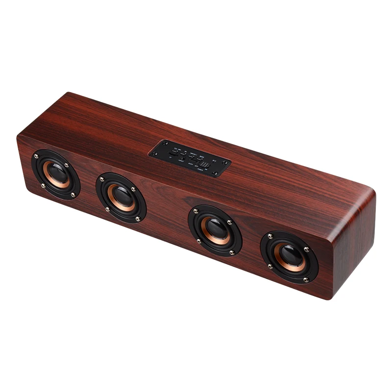 

Portable HIFI Bluetooth Speaker Super Bass 12W Four Speakers Wireless Wood Home Theater Loudspeaker Support TF Handsfree