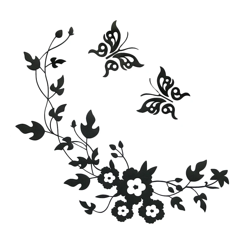 Black Новинка Бабочка, цветок, лоза, наклейки на сиденья для туалета, домашний декор для холодильника, кухни, ванной комнаты, настенные виниловые наклейки - Цвет: Black