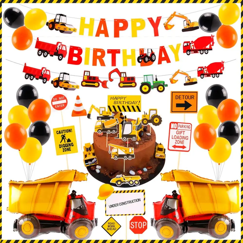 38 шт. набор для детской вечеринки с декором Dump Truck Happy Birthday Decor Kids Kits Set Baby Shower Favor Supplies.