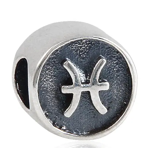 Pisces Zodiac Sign Choruslove, Знак зодиака, шарм, подлинный 925 пробы, серебряный, с горлом, подходит для Пандоры, амулеты, религиозная серия, браслет, сделай сам, ювелирное изделие - Цвет: Pisces Zodiac Sign