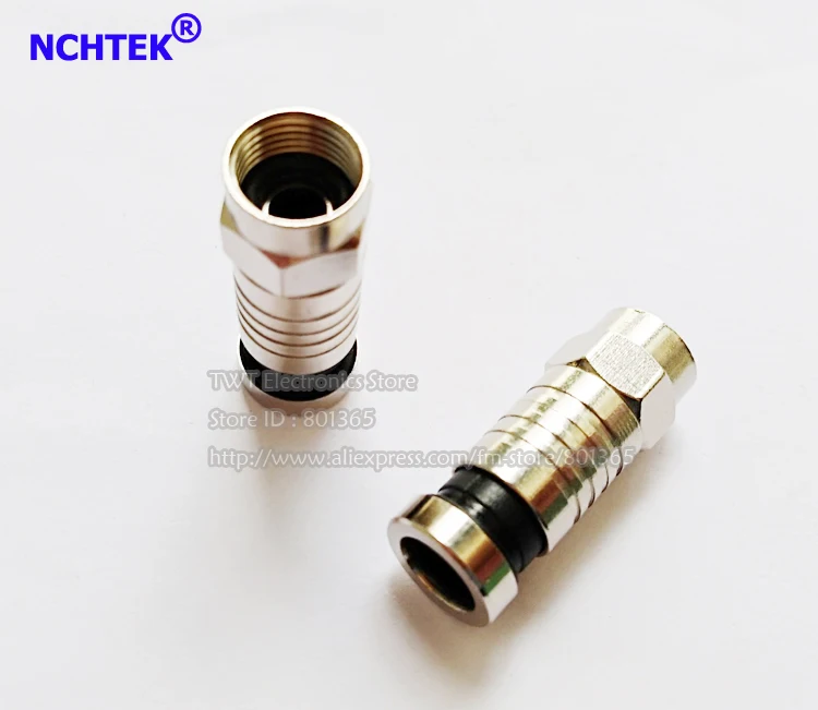 NCHTEK F Compression RG6 коаксиальный коннектор адаптеры f тип с уплотнительным кольцом для