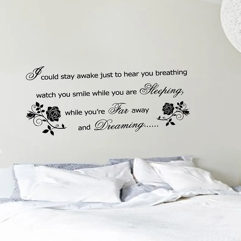 Романтичные наклейки на стену Спальня декор Aerosmith текст дышит роза wall Art