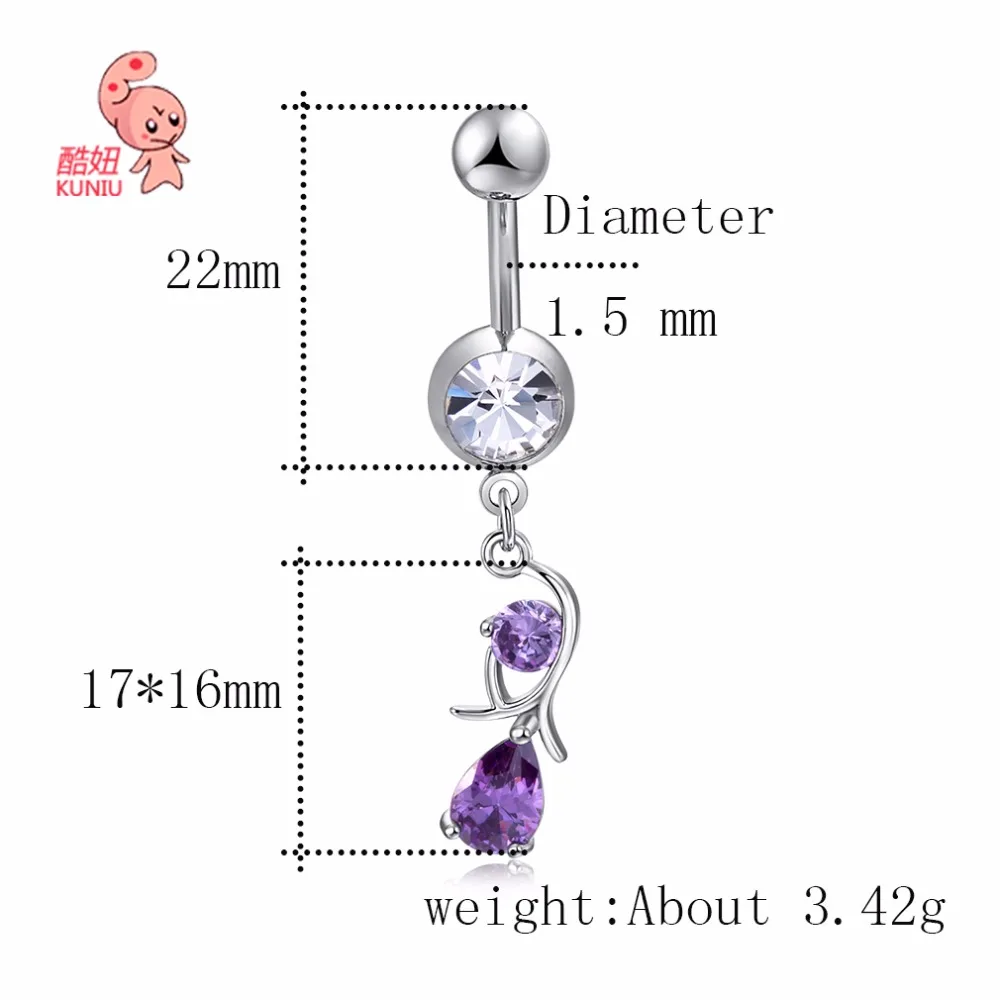 2018 Новая мода падение роскошный Циркон Кристалл серебро пупок пирсинг для пупка