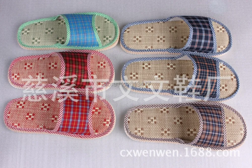 

Factory price Lovers sandals( cany mat linen slippers) Cool slippers that occupy the homeTX03-2pcs