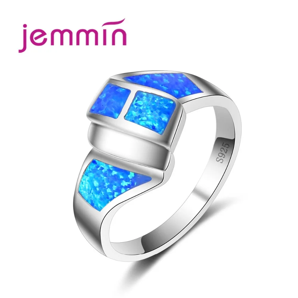 

Великолепное женское кольцо с голубым огненным опалом, изящное 925 пробы Серебряное обручальное кольцо для женщин "Anillos Bijoux" Bague