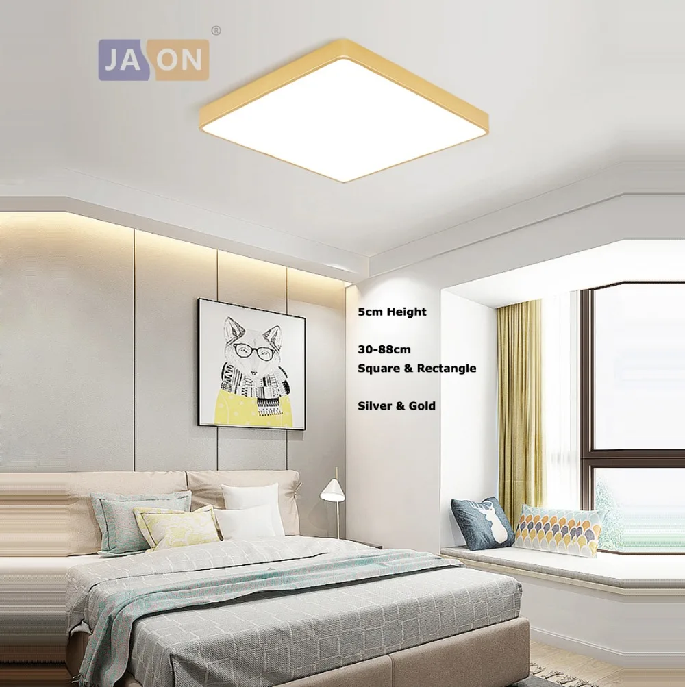 LED Современные Железные Акриловые квадратные золотистый серебристый 5 см тонкий Светодиодные Лампы.Светодиодные Светильники.Люстры Потолочные.Светильники Потолочные Светильники.Потолочный Светильник Для Фойе