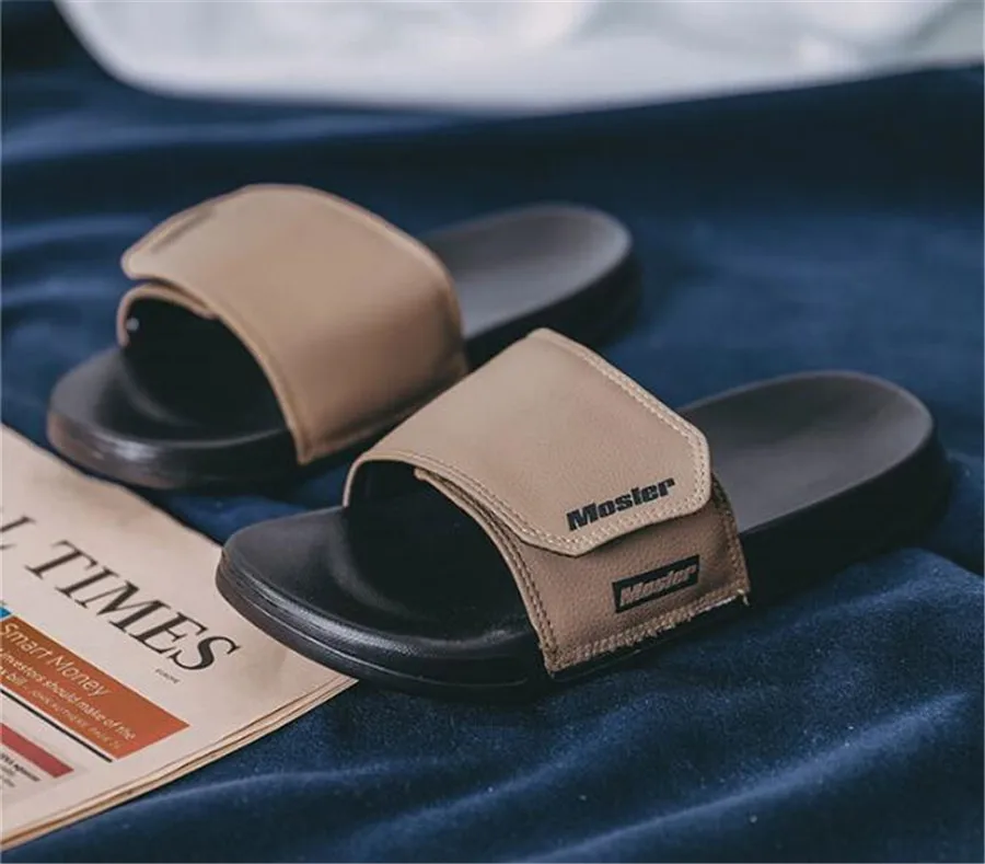 Новинка; мужские тапочки; модная повседневная обувь из искусственной кожи; нескользящие летние легкие удобные крутые пляжные шлепанцы
