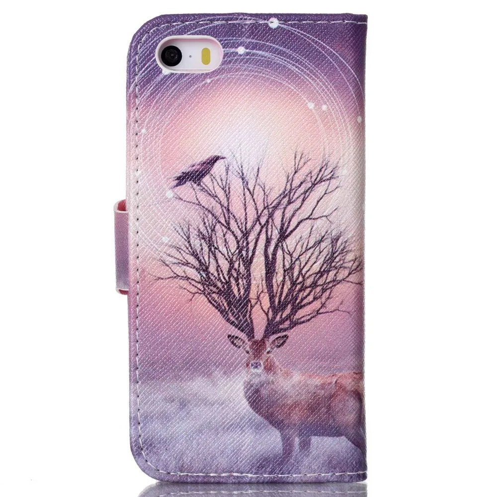 Для iPhone 5 S милые животные цветок магнитных флип кожаный чехол для телефона