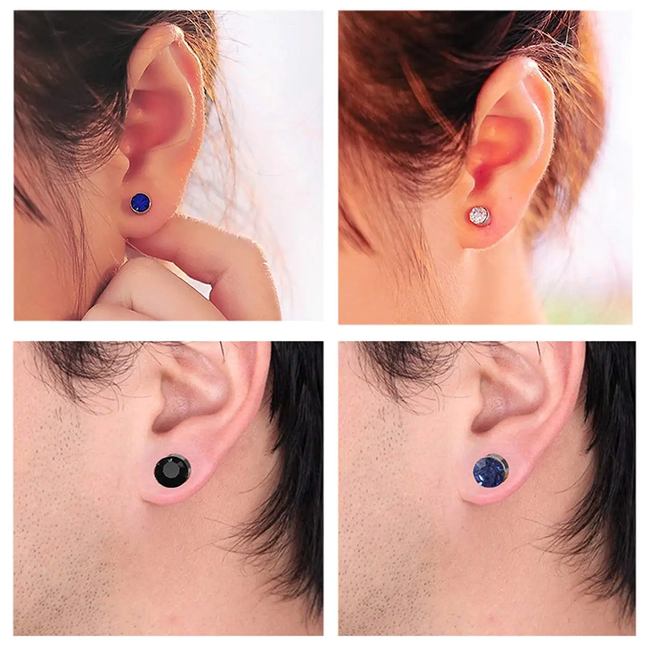 JOYA GIFT Stainless Steel Mens Womens Magnetic Stud Earrings Non Piercing Clip on CZ for Women Send Gift Bag Packaging | Украшения и