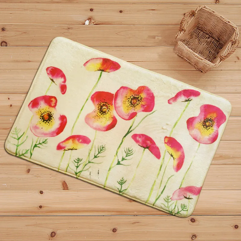 

Household Decor Carpets Retro small fresh Entrance Carpet European Pastoral style Print Rugs Bathroom Anti-slip Tapete Doormat