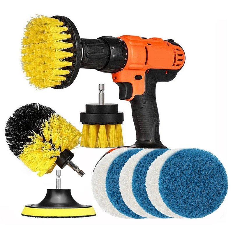 

11 Pcs Power Scrubber Brush Drill Brush Clean For Bathroom Surfaces Tub Shower Tile Grout Cordless Power Scrub Cleaning