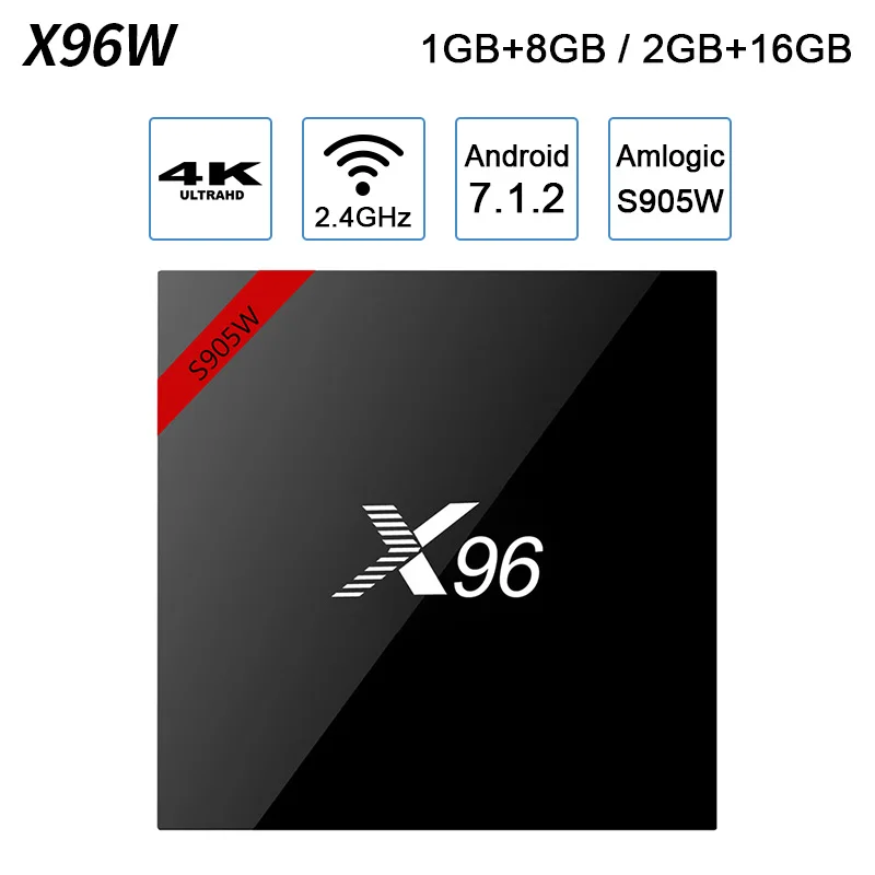 X96W Android 7,1 Sart ТВ-приставка мини-приставка ТВ Amlogic S905W 1+ 8G 2+ 16G Поддержка bluetooth 2,4 ГГц WiFi 4K H.265 смарт-медиаплеер