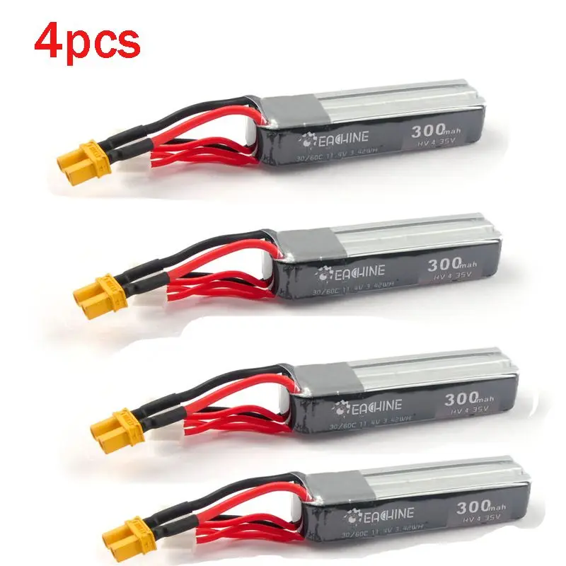 4pcs Eachine реддейвил 105 мм небольшой гоночный Дрон с видом от первого лица запасные части 11,1 V 3 S 300 мА/ч, 30/60C Lipo Батарея RC дистанционного контрольные принадлежности - Цвет: 4pcs