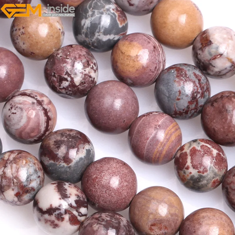 Gem-внутри 6-8 мм 15 ''естественный круглый коричневый Сонора Jasperss бусы для изготовления ювелирных изделий бисером DIY бусы Брелок Браслеты для Для женщин