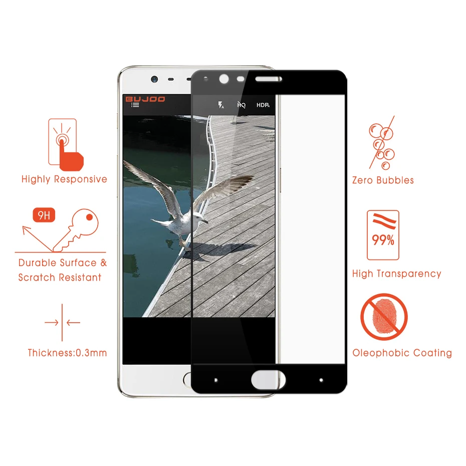 Оригинальное защитное закаленное стекло BUJOO 2.5D с полным покрытием для OnePlus 3 T