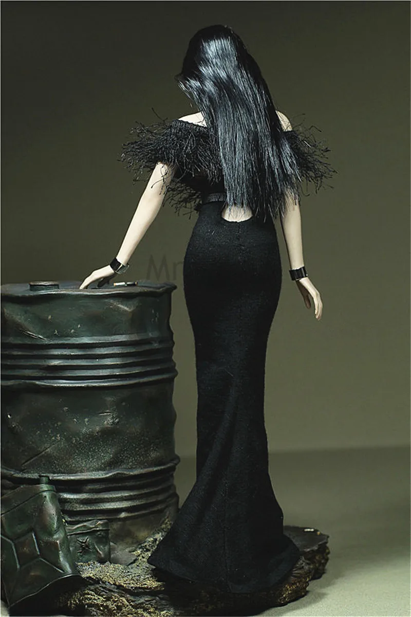 

Black Dress 1/6 Scale Black Plush Tail Skirt Dress for 12inch Female Soldier action figure Phicen JIAOUL Doll toys