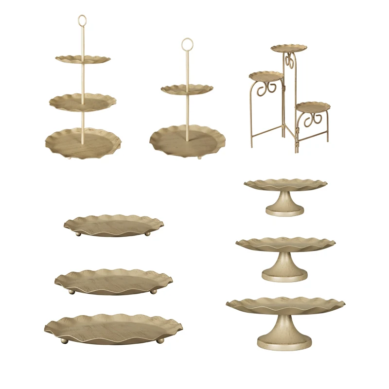 

Champagne Gold Metal Wedding Cake Stand Set cupcake stand