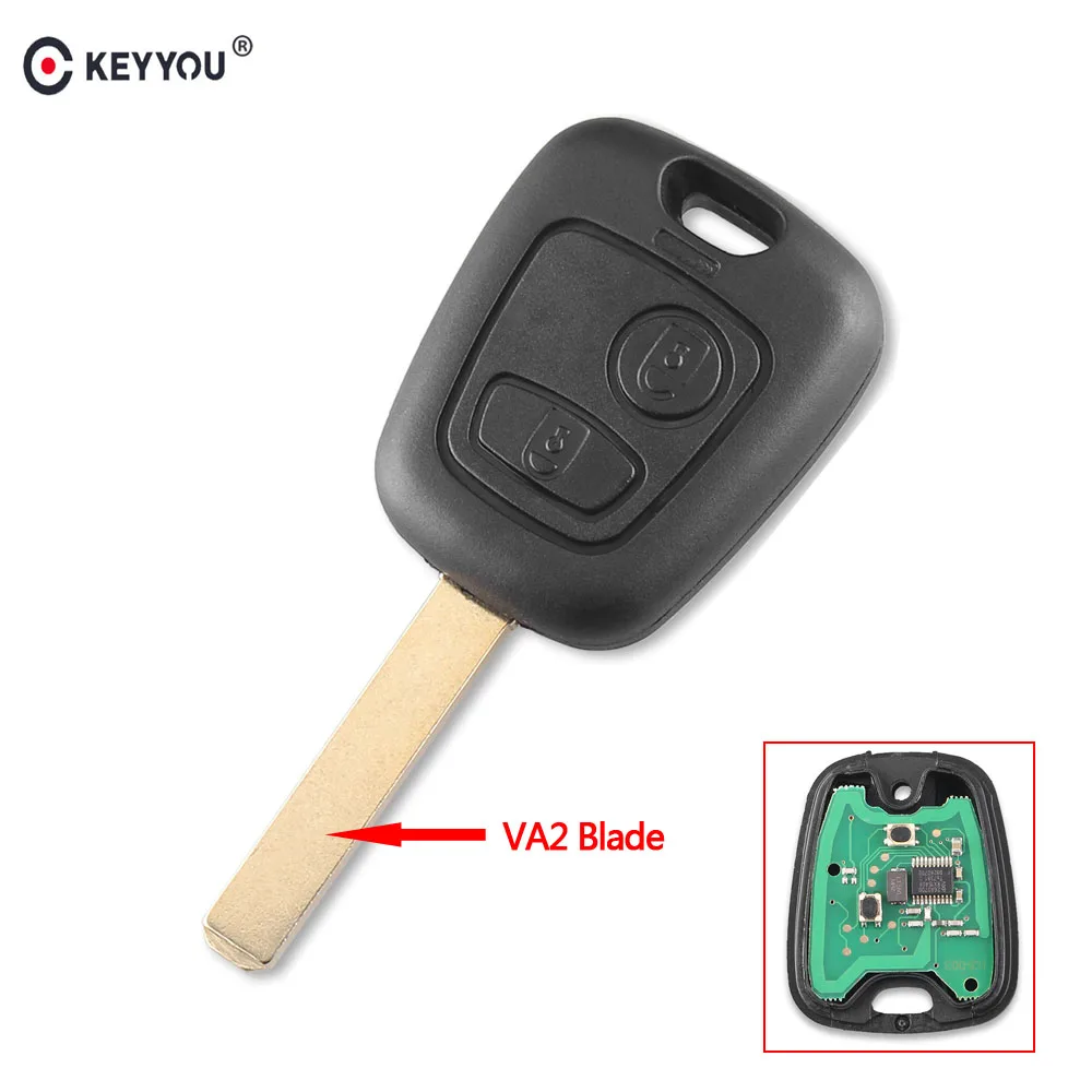 KEYYOU 2 кнопки дистанционный ключ-брелок от машины 433mhz ID46 Chip-PCF7941 для peugeot 206 307 2005-2010 с VA2 Blade авто ключ