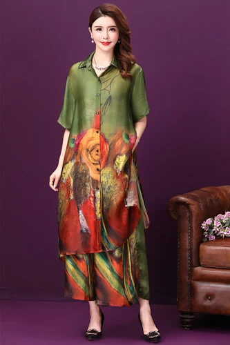 Женское шелковое платье с коротким рукавом Свободный кардиган широкими