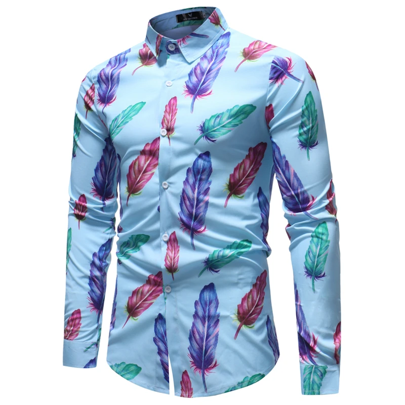 Для мужчин кожа принт Повседневная рубашка с длинным рукавом | 2018 осень Camisa