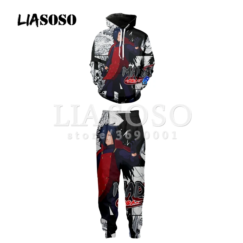 LIASOSO/толстовки с 3D-принтом Наруто, Какаши, Учиха, Мадара, Саске, Итачи, толстовки, брюки, спортивные штаны, штаны для бега, костюмы X1999