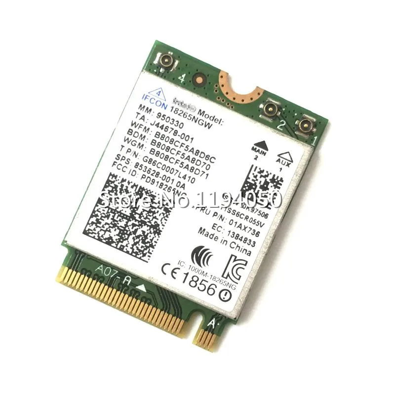 802.11ac Беспроводная мини Wi Fi карта Wlan для Intel трехдиапазонная AC 18265 867 Мбит/с WiFi +