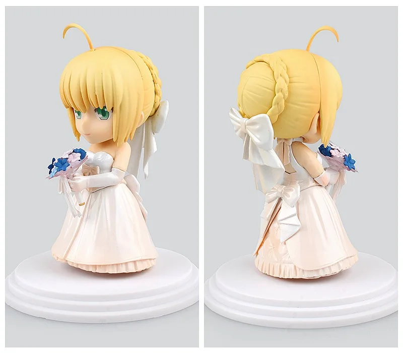 HKXZM Аниме Фигурка 10 см Fate/Stay Night свадебная вуаль Saber Милый Мультфильм 10th ПВХ