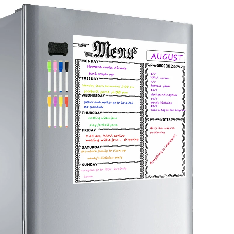 Dry Erase Weekly Calendar Magnetic White Board Grocery List Organizer For Kitchen Refrigerator Whiteboard - Smart Planners
Dry Erase Weekly Calendar Magnetic White Board Grocery List Organizer For Kitchen Refrigerator Whiteboard - Smart Planners